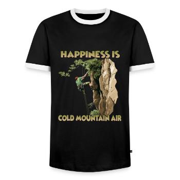 Die Kunst des Toprope Klettern Toprope Bergsteiger - Männer Kontrast-T-Shirt - Schwarz/Weiß - Vorne - AI Model Female 172 light (172cm) & AI Model Male 178 light (178cm)