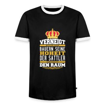Witziges Sattler T-shirt Geschenk Sattler - Männer Kontrast-T-Shirt - Schwarz/Weiß - Vorne - AI Model Female 172 light (172cm) & AI Model Male 178 light (178cm)