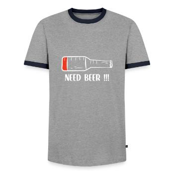 Cooles Party-Gadget für Biertrinker ein Bierspruch - Männer Kontrast-T-Shirt - Grau/Navy  - Vorne - AI Model Female 172 light (172cm) & AI Model Male 178 light (178cm)