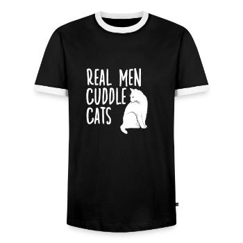 Funny cat lover cat motif cat owner - T-shirt contrasté Homme - noir/blanc - Devant - AI Model Female 172 light (172cm) & AI Model Male 178 light (178cm)