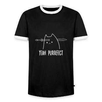 Chemise pour chats mignons propriétaires de chats - T-shirt contrasté Homme - noir/blanc - Devant - AI Model Female 172 light (172cm) & AI Model Male 178 light (178cm)