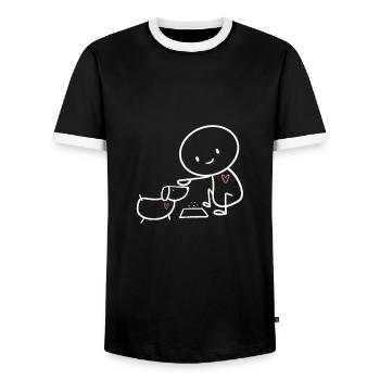 Cadeau mignon pour les propriétaires de chiens - T-shirt contrasté Homme - noir/blanc - Devant - AI Model Female 172 light (172cm) & AI Model Male 178 light (178cm)