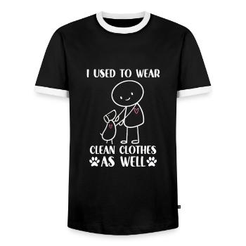 Walki shirt for dog owner dogs outdoor dog - Men's Ringer Shirt - black/white - Front - AI Model Female 172 light (172cm) & AI Model Male 178 light (178cm)