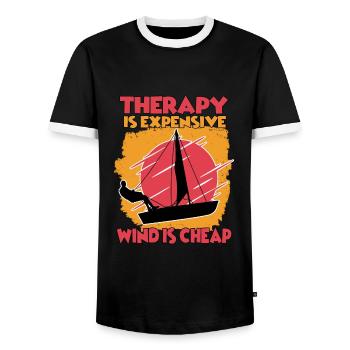 lustiger Segler Hobby Segeln Bootsfahrer Motorboot - Männer Kontrast-T-Shirt - Schwarz/Weiß - Vorne - AI Model Female 172 light (172cm) & AI Model Male 178 light (178cm)