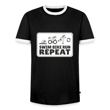 Funny Endurance Sports Jogging Fitness Jogging - Men's Ringer Shirt - black/white - Front - AI Model Female 172 light (172cm) & AI Model Male 178 light (178cm)