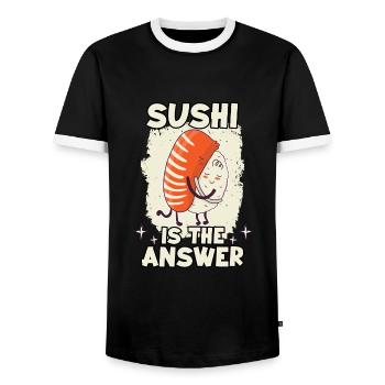 lustige Sushi Ramen Nigiri Maki Anime Kanji Sushi - Männer Kontrast-T-Shirt - Schwarz/Weiß - Vorne - AI Model Female 172 light (172cm) & AI Model Male 178 light (178cm)