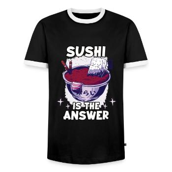 Kawaii Japon ramen fan lover nigiri maki - T-shirt contrasté Homme - noir/blanc - Devant - AI Model Female 172 light (172cm) & AI Model Male 178 light (178cm)