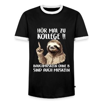 Faultier Geschenk Sportmuffel Geschenkidee Sloth - Männer Kontrast-T-Shirt - Schwarz/Weiß - Vorne - AI Model Female 172 light (172cm) & AI Model Male 178 light (178cm)