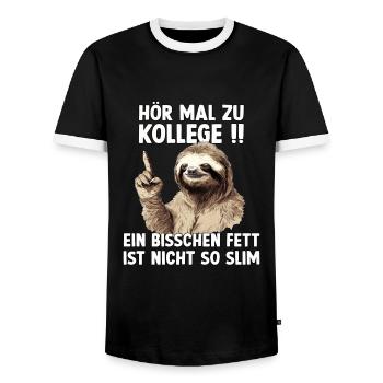 Faultier Sport Outfit | Sloth Motivation | - Männer Kontrast-T-Shirt - Schwarz/Weiß - Vorne - AI Model Female 172 light (172cm) & AI Model Male 178 light (178cm)