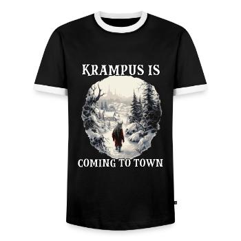 Krampus T | Costume de Krampus | Père Noël - T-shirt contrasté Homme - noir/blanc - Devant - AI Model Female 172 light (172cm) & AI Model Male 178 light (178cm)