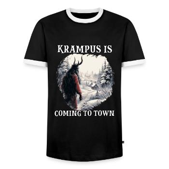 Krampus mask | Krampus costume | Germanic - Men's Ringer Shirt - black/white - Front - AI Model Female 172 light (172cm) & AI Model Male 178 light (178cm)
