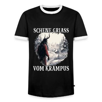 Krampus T Dämonischer Weihnachtsmann Kramperl - Männer Kontrast-T-Shirt - Schwarz/Weiß - Vorne - AI Model Female 172 light (172cm) & AI Model Male 178 light (178cm)