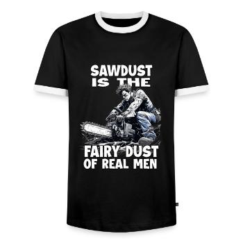 T-shirt amusant de bûcheron pour les forestiers - T-shirt contrasté Homme - noir/blanc - Devant - AI Model Female 172 light (172cm) & AI Model Male 178 light (178cm)