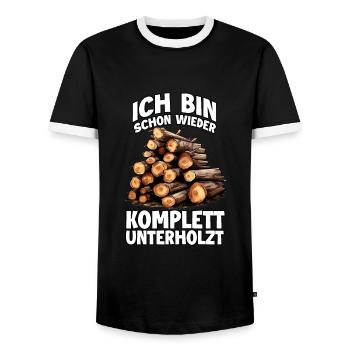 Holzfäller T für Holz-Fans & Hobby Handwerker - Männer Kontrast-T-Shirt - Schwarz/Weiß - Vorne - AI Model Female 172 light (172cm) & AI Model Male 178 light (178cm)