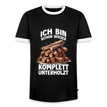 Drôle de bûcheron T pour les forestiers et les forestiers - T-shirt contrasté Homme - noir/blanc - Devant - AI Model Female 172 light (172cm) & AI Model Male 178 light (178cm)