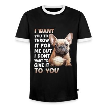 Frenchie Dog Lover Bouledogue français - T-shirt contrasté Homme - noir/blanc - Devant - AI Model Female 172 light (172cm) & AI Model Male 178 light (178cm)