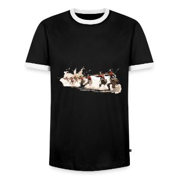 Line infantry 17-18th century infantry - Men's Ringer Shirt - black/white - Front - AI Model Female 172 light (172cm) & AI Model Male 178 light (178cm)