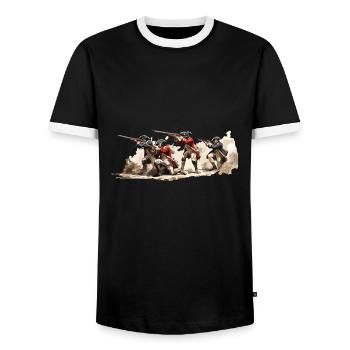 Line infantry Napoleonic soldiers Grenadier - Men's Ringer Shirt - black/white - Front - AI Model Female 172 light (172cm) & AI Model Male 178 light (178cm)