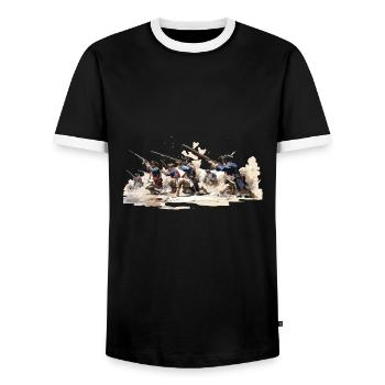 Line infantry 17-18th century infantry - Men's Ringer Shirt - black/white - Front - AI Model Female 172 light (172cm) & AI Model Male 178 light (178cm)