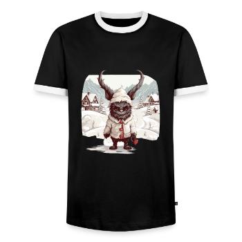 Krampus mask | Krampus costume | Germanic - Men's Ringer Shirt - black/white - Front - AI Model Female 172 light (172cm) & AI Model Male 178 light (178cm)