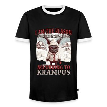 Krampus mask | Krampus costume | Germanic - Men's Ringer Shirt - black/white - Front - AI Model Female 172 light (172cm) & AI Model Male 178 light (178cm)