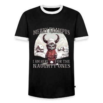 Krampus T Père Noël bavarois Kramperl - T-shirt contrasté Homme - noir/blanc - Devant - AI Model Female 172 light (172cm) & AI Model Male 178 light (178cm)