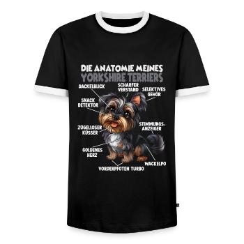 Yorkshire Terrier Hundehalter T Terrier Anatomie - Männer Kontrast-T-Shirt - Schwarz/Weiß - Vorne - AI Model Female 172 light (172cm) & AI Model Male 178 light (178cm)