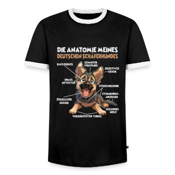 German Shepherd Dog Dog Owner T Walking Dogs - Men's Ringer Shirt - black/white - Front - AI Model Female 172 light (172cm) & AI Model Male 178 light (178cm)