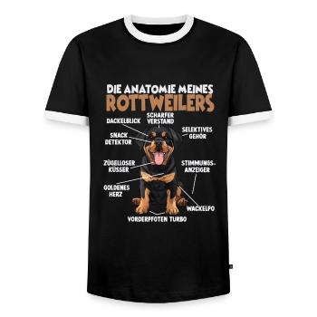 Drôle de Rottweiler T pour les promenades de chiens des propriétaires de chiens - T-shirt contrasté Homme - noir/blanc - Devant - AI Model Female 172 light (172cm) & AI Model Male 178 light (178cm)