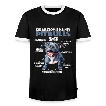 Drôle Américain Staffordshire Chien Propriétaire Pitbull - T-shirt contrasté Homme - noir/blanc - Devant - AI Model Female 172 light (172cm) & AI Model Male 178 light (178cm)