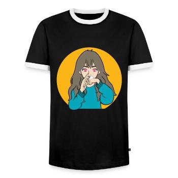 SNIFFING DE COCAÏNE ANIME GIRL - T-shirt contrasté Homme - noir/blanc - Devant - AI Model Female 172 light (172cm) & AI Model Male 178 light (178cm)