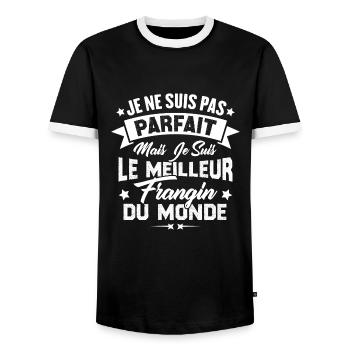 Pas parfait mais le meilleur frangin du monde - T-shirt contrasté Homme - noir/blanc - Devant - AI Model Female 172 light (172cm) & AI Model Male 178 light (178cm)
