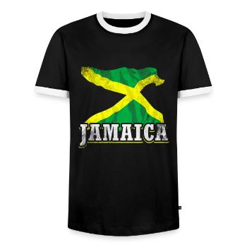 Drapeau de la Jamaïque - T-shirt contrasté Homme - noir/blanc - Devant - AI Model Female 172 light (172cm) & AI Model Male 178 light (178cm)