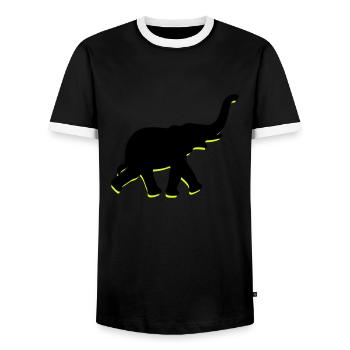 A big elephant with trunk - Men's Ringer Shirt - black/white - Front - AI Model Female 172 light (172cm) & AI Model Male 178 light (178cm)