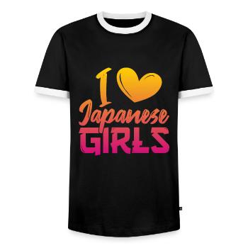 Ich liebe japanische Mädchen - Männer Kontrast-T-Shirt - Schwarz/Weiß - Vorne - AI Model Female 172 light (172cm) & AI Model Male 178 light (178cm)