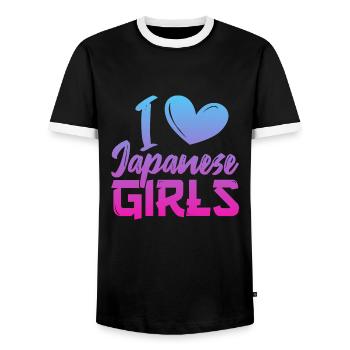 Ich liebe japanische Mädchen - Männer Kontrast-T-Shirt - Schwarz/Weiß - Vorne - AI Model Female 172 light (172cm) & AI Model Male 178 light (178cm)