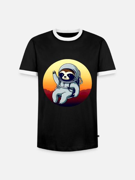 Lazyer in space at sunset - Men's Ringer Shirt - black/white