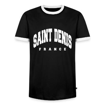 Saint Denis - Men's Ringer Shirt - black/white - Front - AI Model Female 172 light (172cm) & AI Model Male 178 light (178cm)