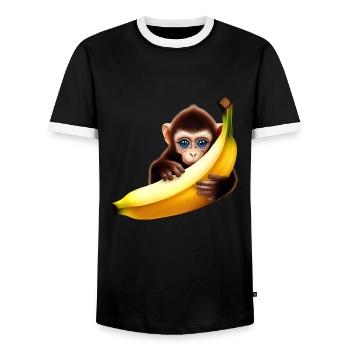 Affe Versteckspiel Banane - Männer Kontrast-T-Shirt - Schwarz/Weiß - Vorne - AI Model Female 172 light (172cm) & AI Model Male 178 light (178cm)