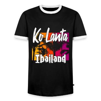Ko Lanta Thailand - Men's Ringer Shirt - black/white - Front - AI Model Female 172 light (172cm) & AI Model Male 178 light (178cm)