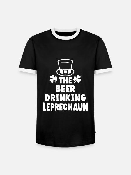 Der Bier trinkende Kobold - Männer Kontrast-T-Shirt - Schwarz/Weiß