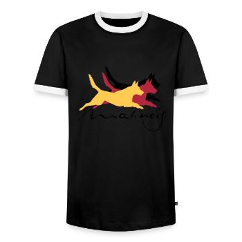 Malinois_german_color - Männer Kontrast-T-Shirt - Schwarz/Weiß - Vorne - AI Model Female 172 light (172cm) & AI Model Male 178 light (178cm)