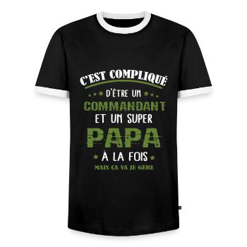 Papa commandant cadeau drôle fête des pères - T-shirt contrasté Homme - noir/blanc - Devant - AI Model Female 172 light (172cm) & AI Model Male 178 light (178cm)
