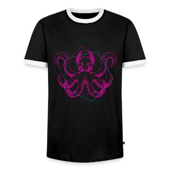 Oktopus - Männer Kontrast-T-Shirt - Schwarz/Weiß - Vorne - AI Model Female 172 light (172cm) & AI Model Male 178 light (178cm)