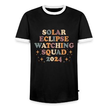 Sonnenfinsternis 2024 - Männer Kontrast-T-Shirt - Schwarz/Weiß - Vorne - AI Model Female 172 light (172cm) & AI Model Male 178 light (178cm)