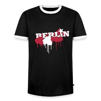 Farbkleckse Berliner Flagge - Männer Kontrast-T-Shirt - Schwarz/Weiß - Vorne - AI Model Female 172 light (172cm) & AI Model Male 178 light (178cm)