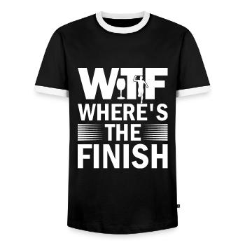 WTF Wo ist das Ziel - Running Runner - Männer Kontrast-T-Shirt - Schwarz/Weiß - Vorne - AI Model Female 172 light (172cm) & AI Model Male 178 light (178cm)