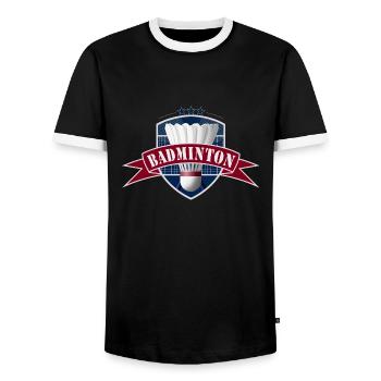 Badminton badminton - Men's Ringer Shirt - black/white - Front - AI Model Female 172 light (172cm) & AI Model Male 178 light (178cm)