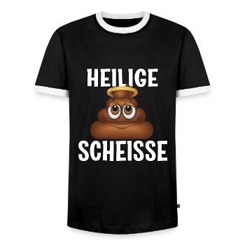 Heiligige Scheisse - Männer Kontrast-T-Shirt - Schwarz/Weiß - Vorne - AI Model Female 172 light (172cm) & AI Model Male 178 light (178cm)