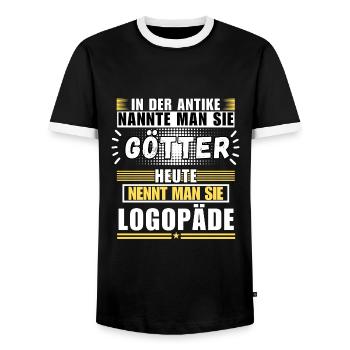 Götter in der Antike. Heute Logopäde - Männer Kontrast-T-Shirt - Schwarz/Weiß - Vorne - AI Model Female 172 light (172cm) & AI Model Male 178 light (178cm)